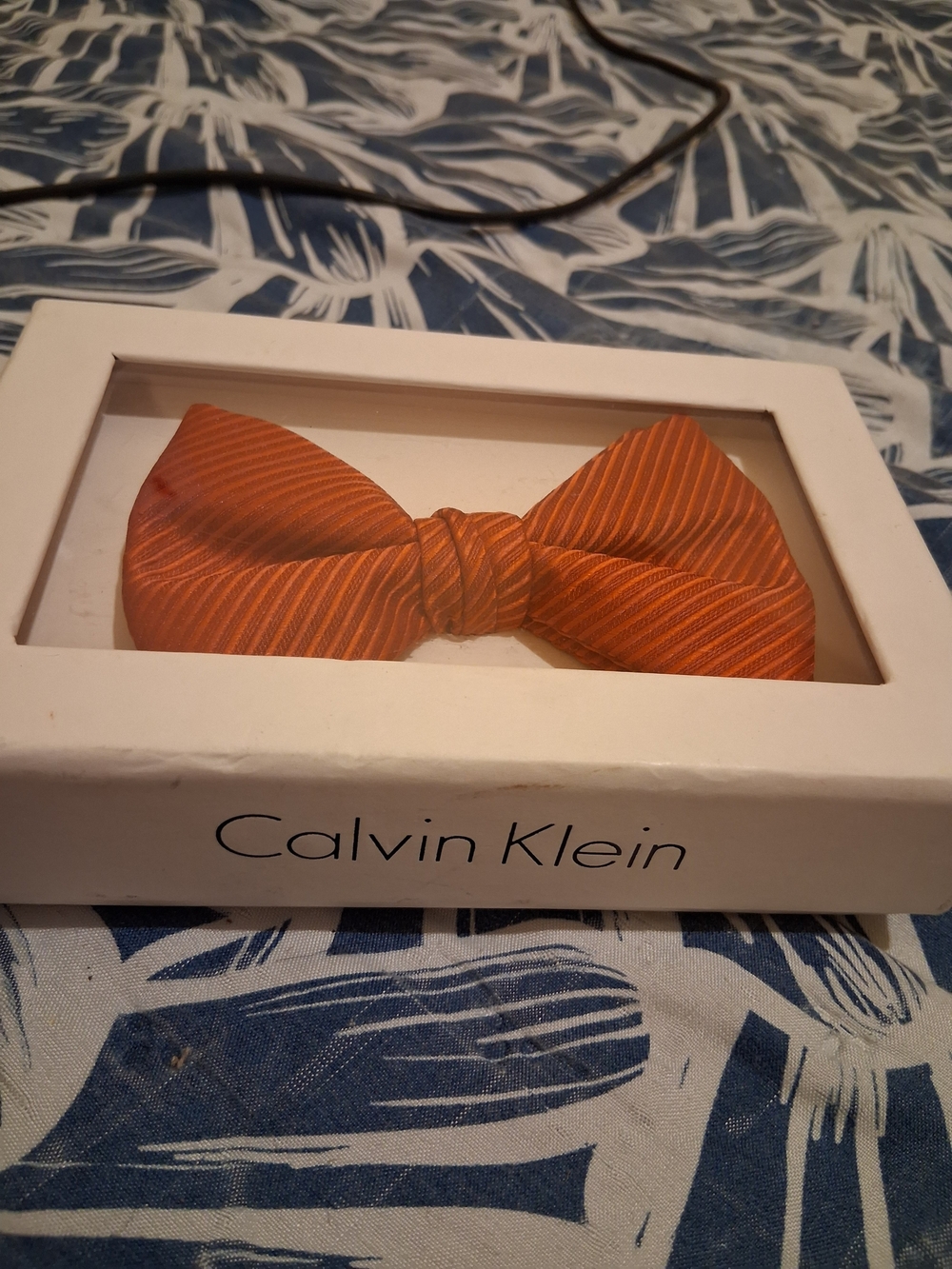 Calvin Klein Men's Red Stripe Bow Tie